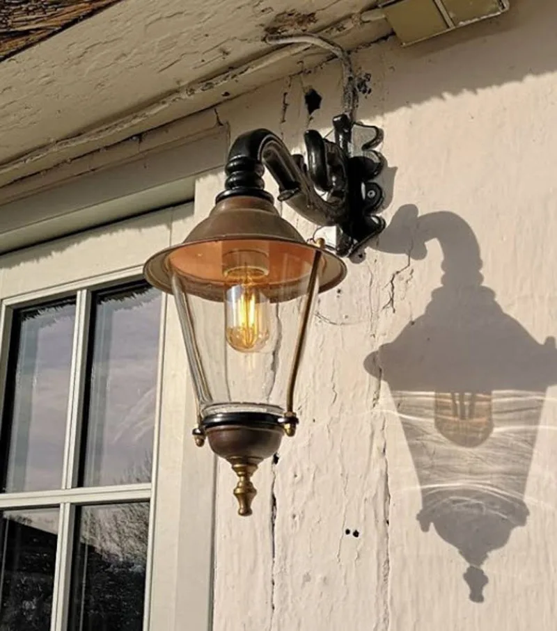Hoorn - Buitenwandlamp, fitting onderaan, zwart by KS Verlichting in Copper, Helder – product photo