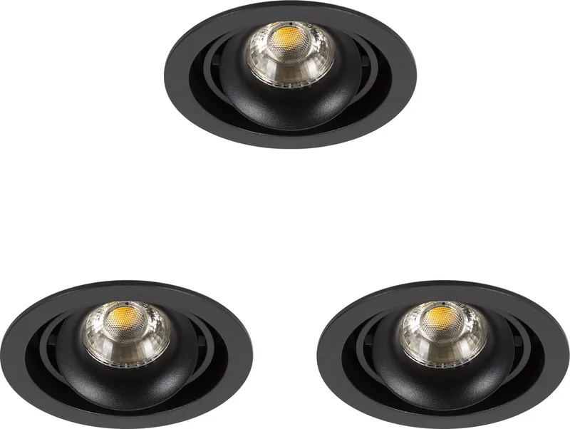 Inbouwspot Bjorn 1 Rond set 3 stuks de KS Verlichting en Noir – photo produit