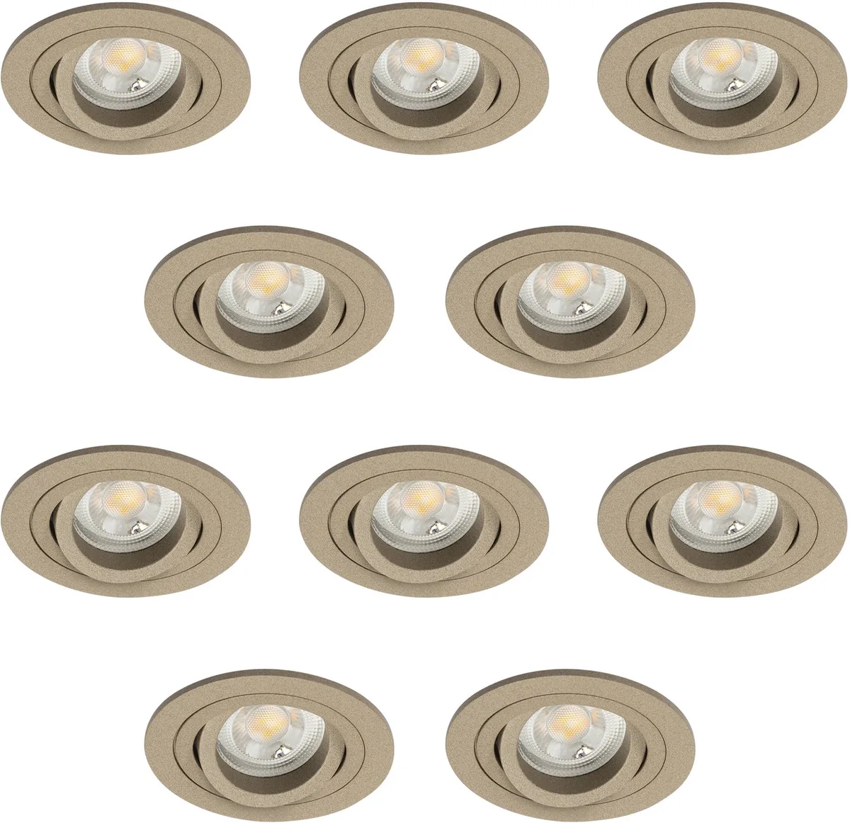 inbouwspot - Lune - set van 10 - rond - plafond - spot - modern - luxe - zacht - GU10 - aluminium van KS Verlichting in Champagne – productfoto