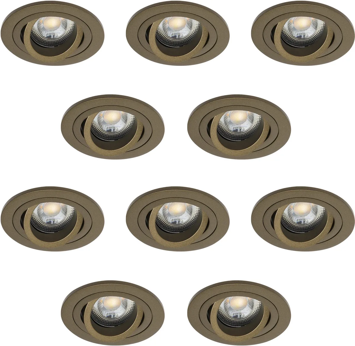inbouwspot - Lune - set van 10 - rond - plafond - spot - modern - luxe - zacht - GU10 - aluminium van KS Verlichting in Brons – productfoto