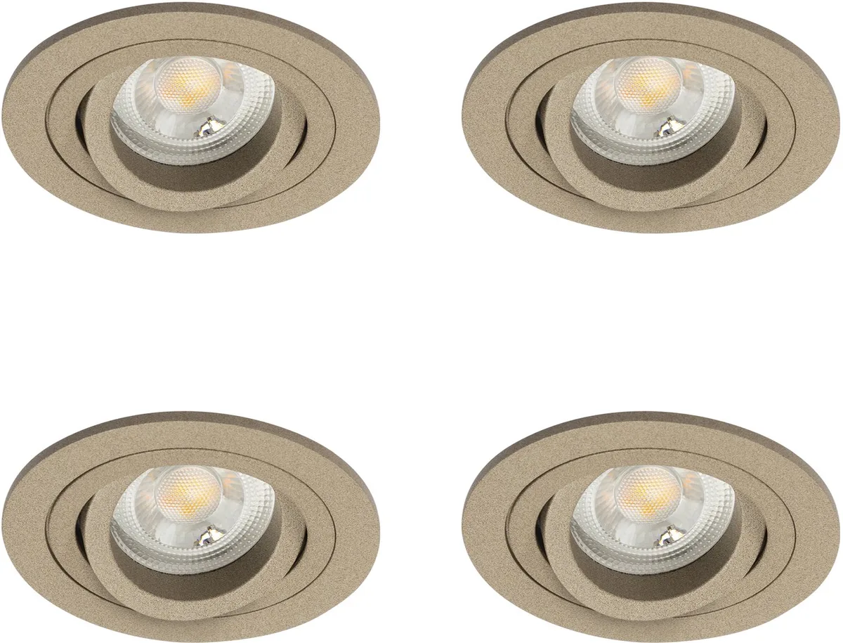 inbouwspot - Lune - set van 4 - rond - plafond - spot - modern - luxe - zacht - GU10 - aluminium från KS Verlichting i Champagne – produktbild
