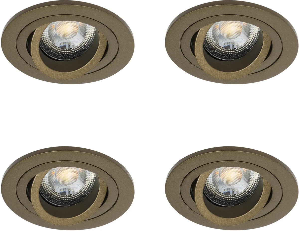 inbouwspot - Lune - set van 4 - rond - plafond - spot - modern - luxe - zacht - GU10 - aluminium de KS Verlichting en Bronze – photo produit