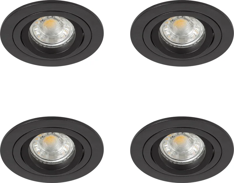 inbouwspot - Lune - zwart - set van 4 - plafondlamp - rond - aluminium - richtbaar från KS Verlichting i Matzwart – produktbild