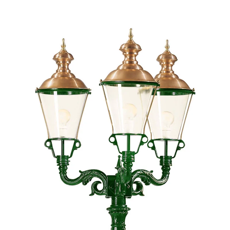 K.S. Verlichting 3-lamps lantaarnpaal Parijs, groen de KS Verlichting en Transparent, Cuivre – photo produit