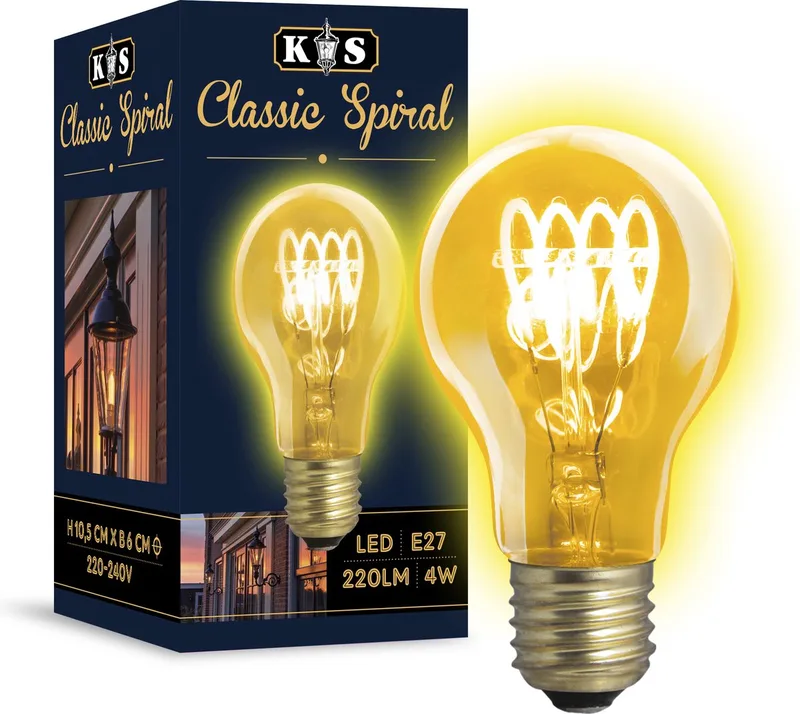 Klassiek - Spiral - Led lamp - E27 - lichtbron - 2200K de KS Verlichting – photo produit