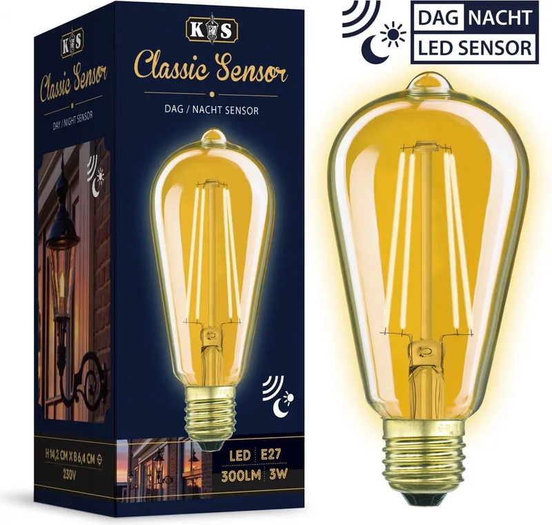 Klassiek - Spiral - Led lamp - E27 - lichtbron - lichtsensor - schemerschakelaar - sensor - 2200K van KS Verlichting – productfoto