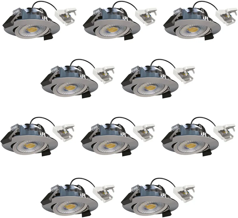 KS Verlichting 10x inbouwspot - Liv plafondspot - dimbaar - brushed - kantelbaar de KS Verlichting en Brushed aluminium – photo produit