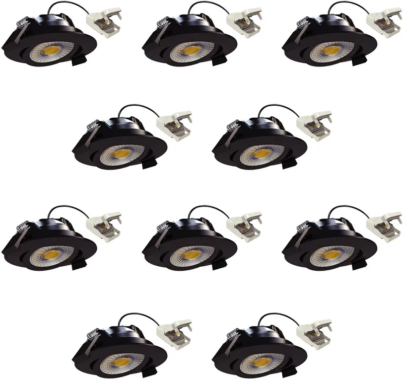 KS Verlichting 10x inbouwspot - Liv plafondspot - dimbaar - kantelbaar de KS Verlichting en Noir – photo produit
