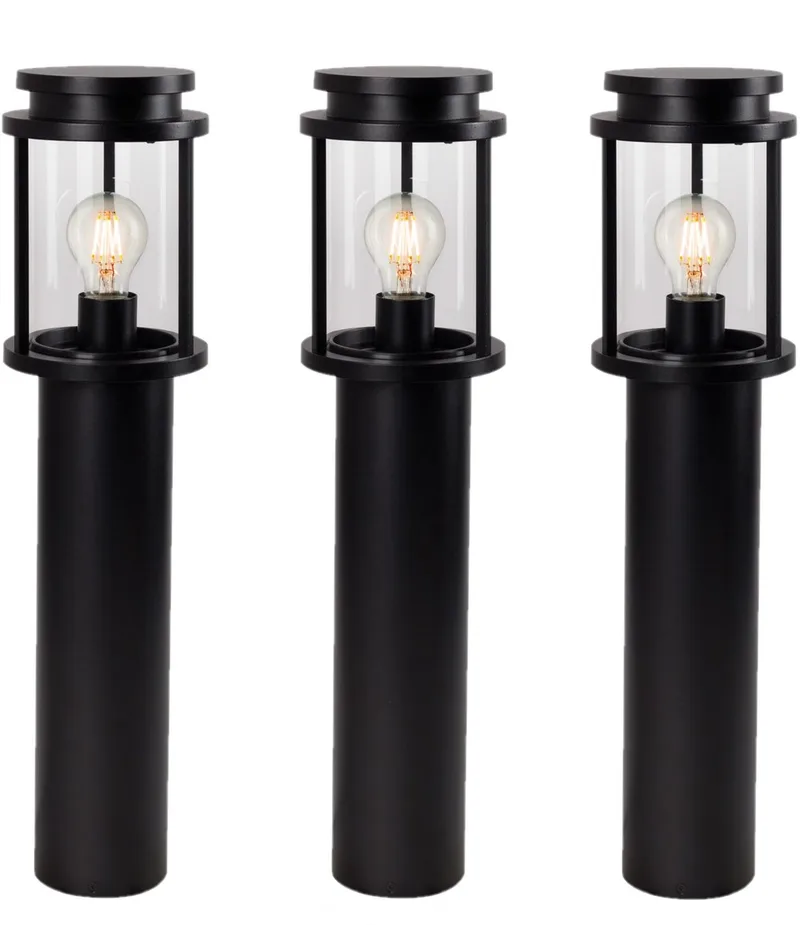 KS Verlichting 3 tuinlampen - Sydney terraslamp - E27 - strak design - 60cm de KS Verlichting en Noir – photo produit
