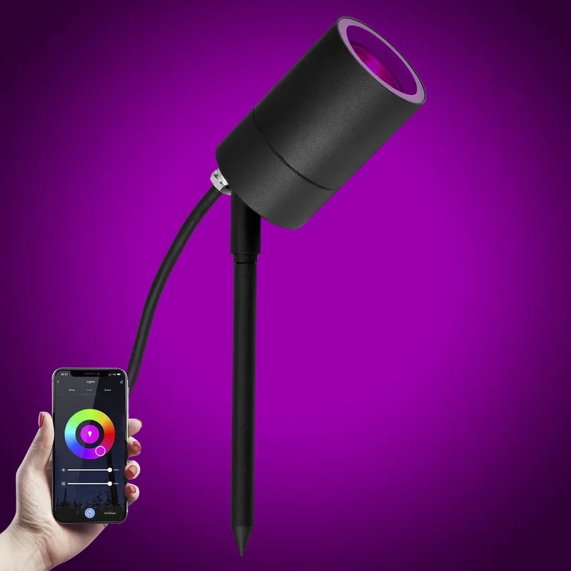LED Pin Tuinspot met Color LED de KS Verlichting en Noir – photo produit