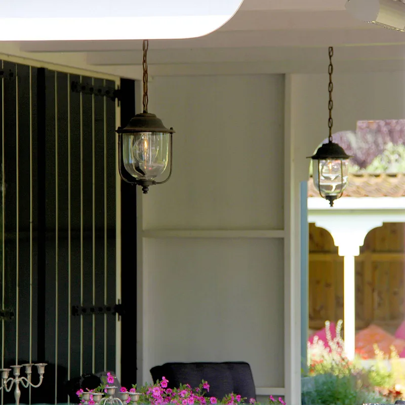 LINDAU - Hanglamp voor buiten met kettingophanging de KS Verlichting en Brons antiek, Helder – photo produit
