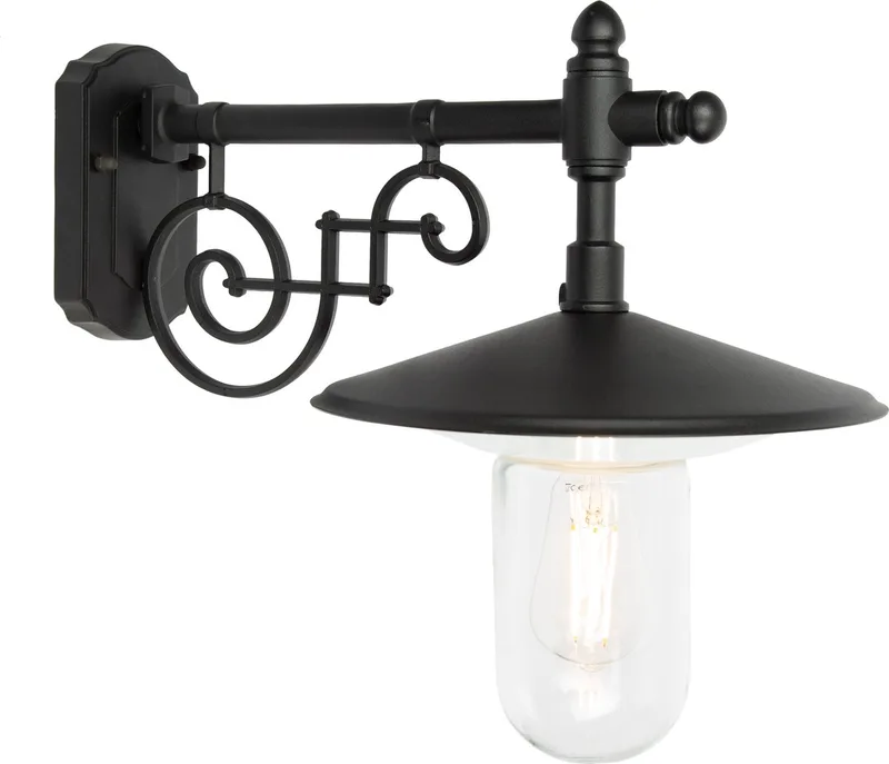 Merano Stallamp - Klassieke wandlamp - E27 - Aluminium de KS Verlichting en Noir – photo produit
