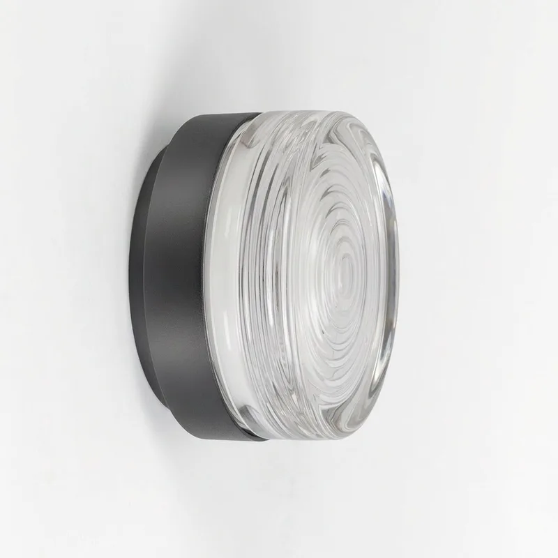 opbouwspot - Liam - wandlamp - plafondlamp - Ø13cm - LED - aluminium - glazen venster de KS Verlichting en Noir – photo produit