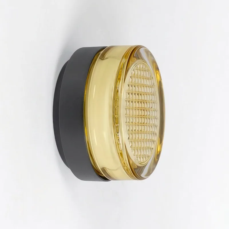 opbouwspot - Nolan - wandlamp - plafondlamp - amber - Ø13cm - LED - aluminium - glazen venster fra KS Verlichting i Sort – produktbillede