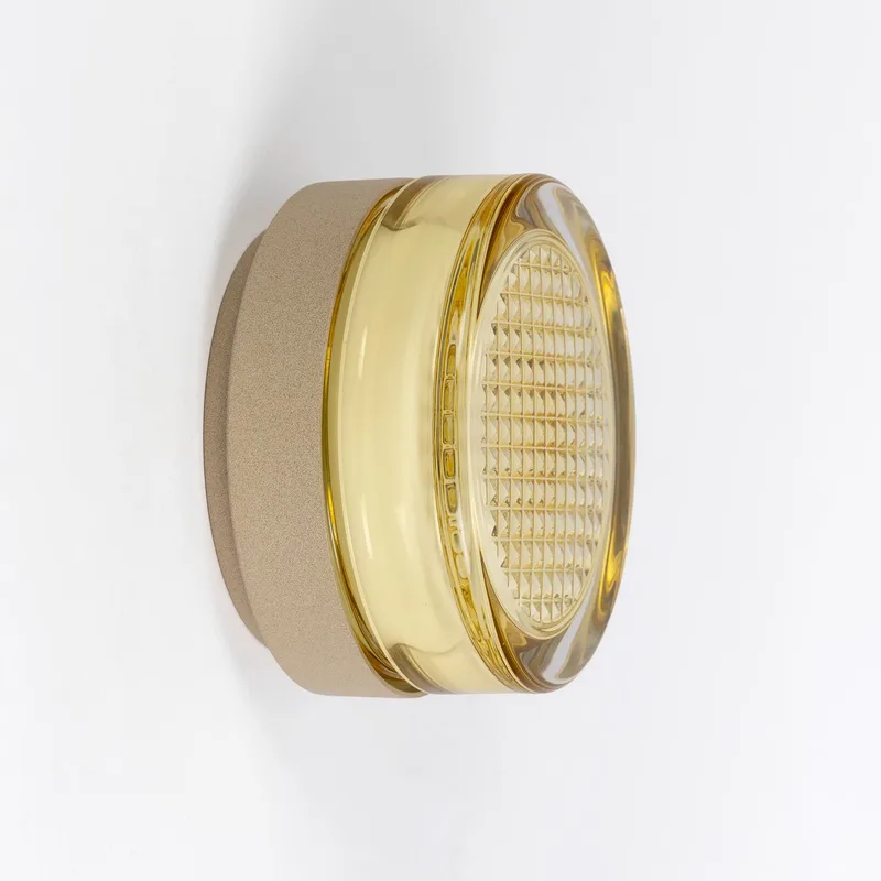opbouwspot - Nolan - wandlamp - plafondlamp - amber - Ø13cm - LED - aluminium - glazen venster fra KS Verlichting i Champagne – produktbillede