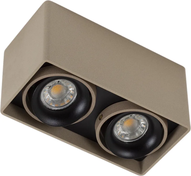 plafondlamp - Bjorn - 2 spot - GU10 - dimbare lamp - vierkant - opbouwspot - aluminium van KS Verlichting in Champagne – productfoto
