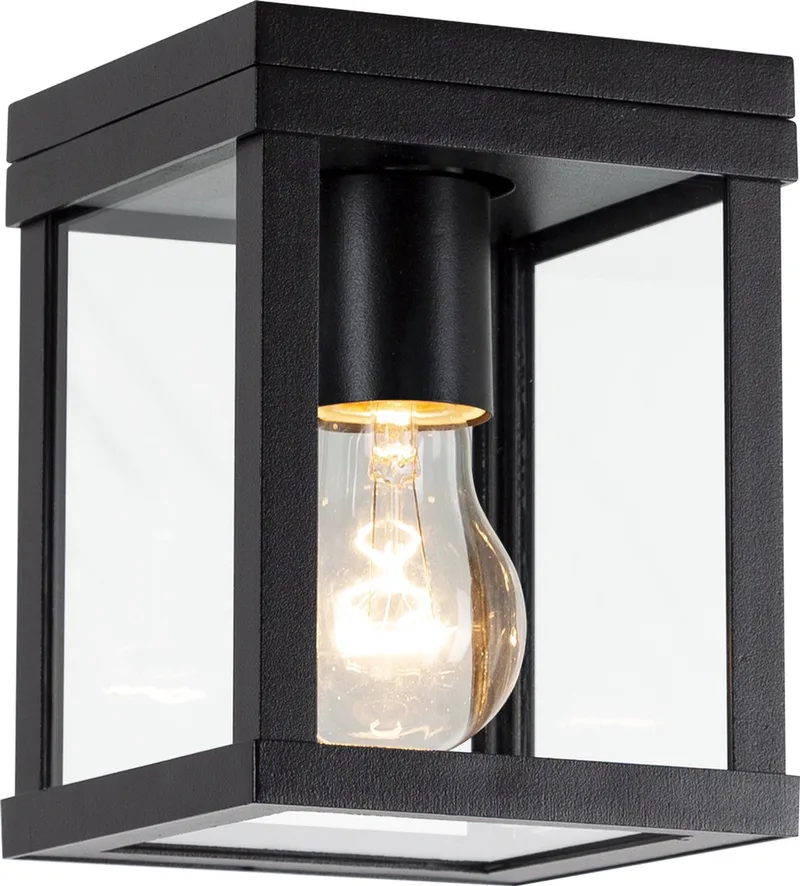 plafondlamp - Jersey - industrieel - E27 - aluminium - glas - binnen - buiten de KS Verlichting en Noir – photo produit