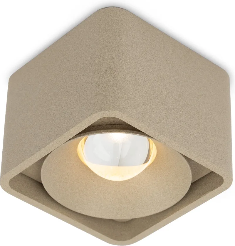 plafondlamp - Lars - spot - LED - dimbare lamp - 1800K - 3000K - vierkant - opbouwspot - glas - aluminium fra KS Verlichting i Champagne – produktbillede