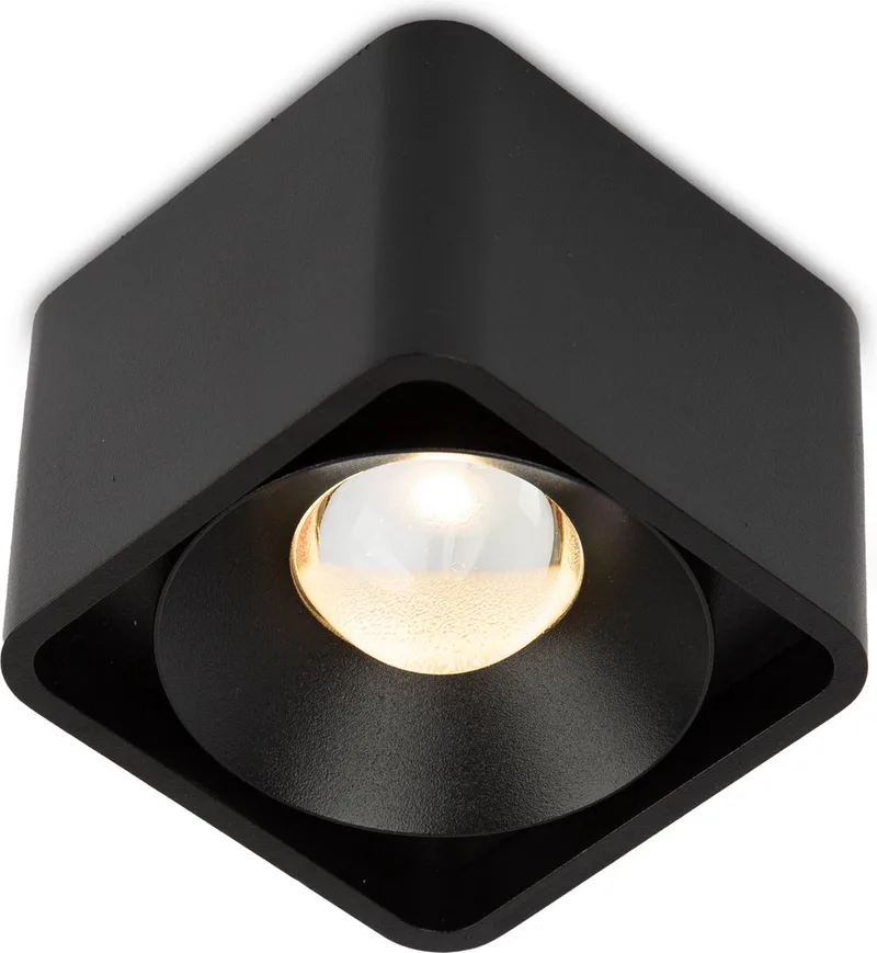 plafondlamp - Lars - spot - LED - dimbare lamp - 1800K - 3000K - vierkant - opbouwspot - glas - aluminium de KS Verlichting en Noir – photo produit