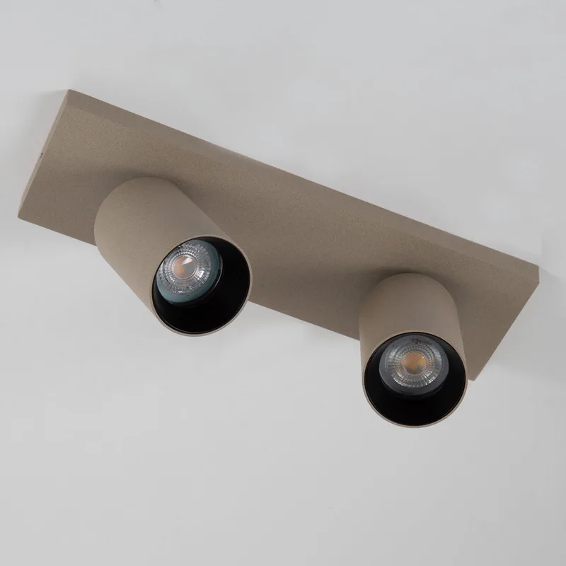 plafondlamp - Mila - 2 spot - GU10 - dimbare lamp - opbouwspot - aluminium de KS Verlichting en Champagne – photo produit