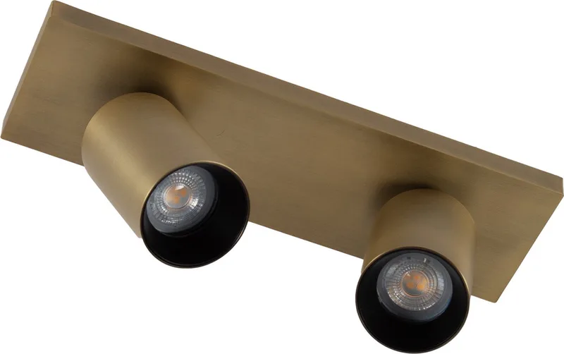 plafondlamp - Mila - 2 spot - GU10 - dimbare lamp - opbouwspot - aluminium - messing de KS Verlichting en Oud brons – photo produit