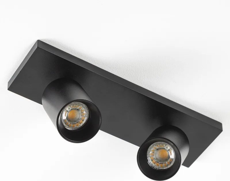 plafondlamp - Mila - 2 spot - GU10 - dimbare lamp - opbouwspot - aluminium de KS Verlichting en Noir – photo produit