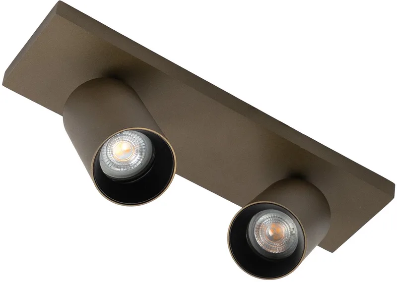 plafondlamp - Mila - 2 spot - GU10 - dimbare lamp - opbouwspot - aluminium de KS Verlichting en Bronze – photo produit