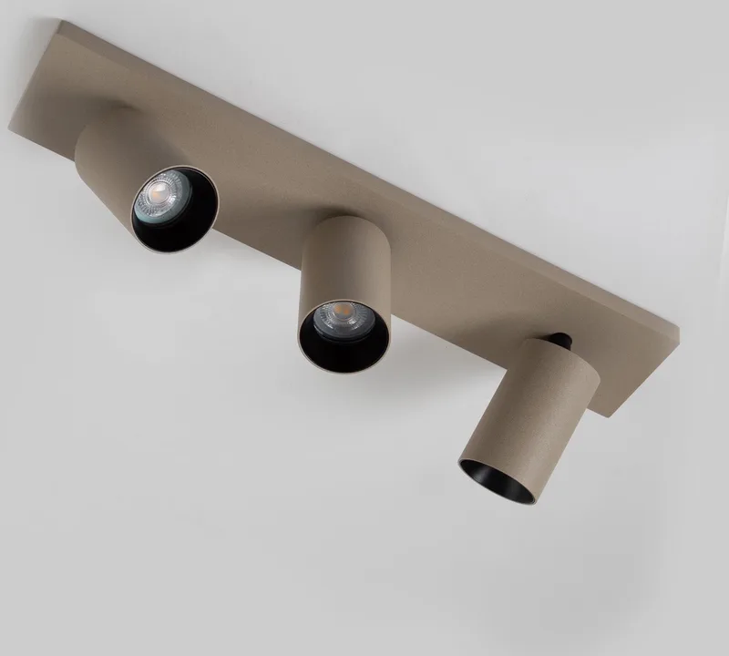 plafondlamp - Mila - 3 spot - GU10 - dimbare lamp - opbouwspot - aluminium de KS Verlichting en Champagne – photo produit