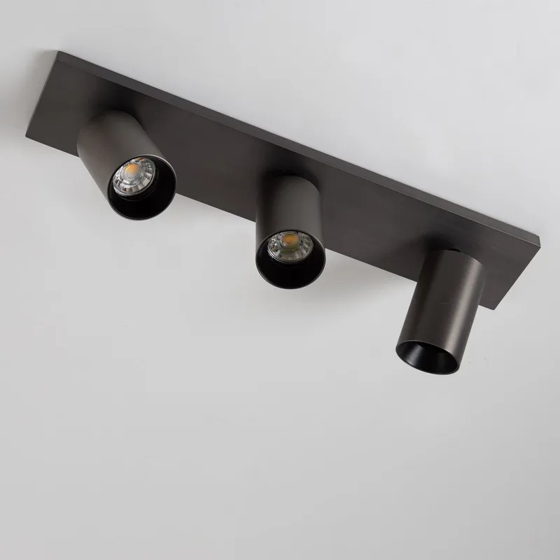 plafondlamp - Mila - 3 spot - GU10 - dimbare lamp - opbouwspot - aluminium de KS Verlichting en Gun Metal – photo produit