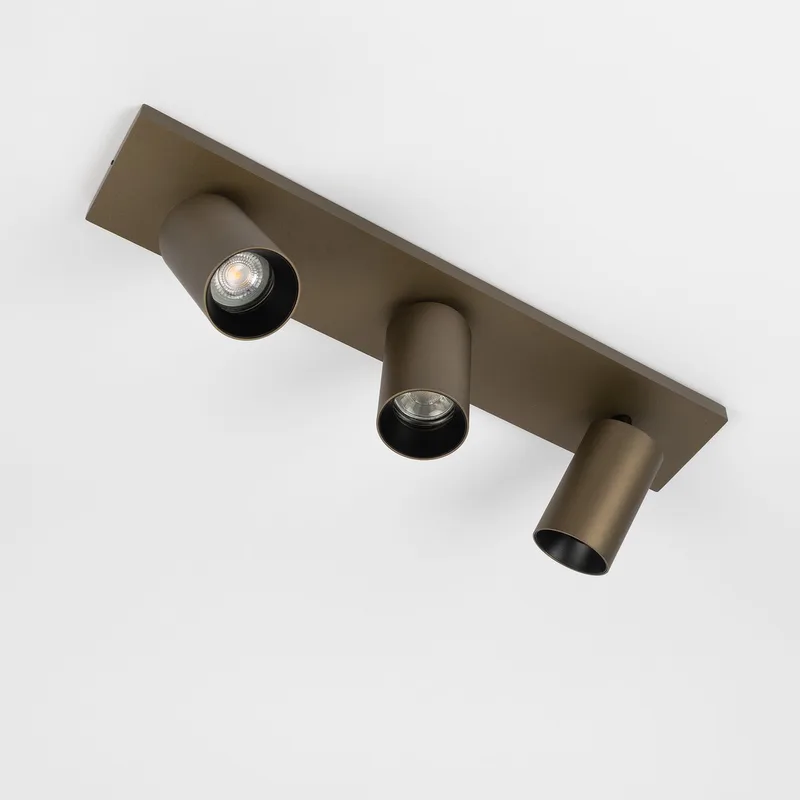 plafondlamp - Mila - 3 spot - GU10 - dimbare lamp - opbouwspot - aluminium de KS Verlichting en Bronze – photo produit