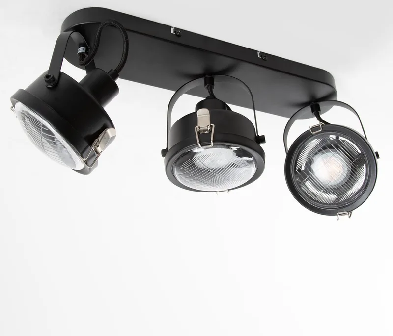 plafondlamp - Satellite - 3 spot - GU10 - dimbare lamp - opbouwspot - industriele lamp - plafondlamp woonkamer de KS Verlichting en Noir – photo produit