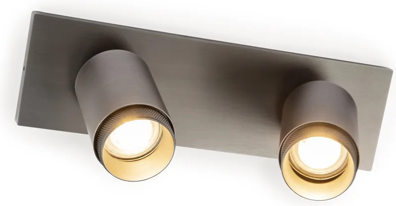 plafondlamp - Scott - 2 spot - GU10 - luxe verlichting - dimbare lamp - opbouwspot - aluminium de KS Verlichting en Gun Metal – photo produit