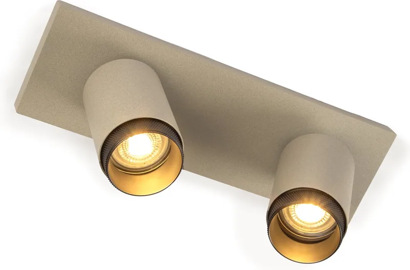 plafondlamp - Scott - 2 spot - GU10 - luxe verlichting - dimbare lamp - opbouwspot - aluminium van KS Verlichting in Champagne – productfoto