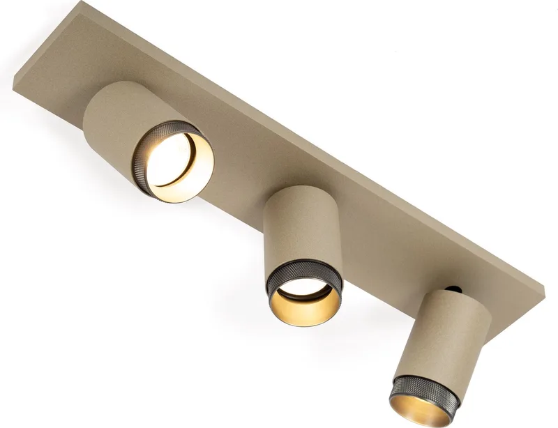 plafondlamp - Scott - 3 spot - GU10 - luxe verlichting - dimbare lamp - opbouwspot - aluminium de KS Verlichting en CHampagne – photo produit