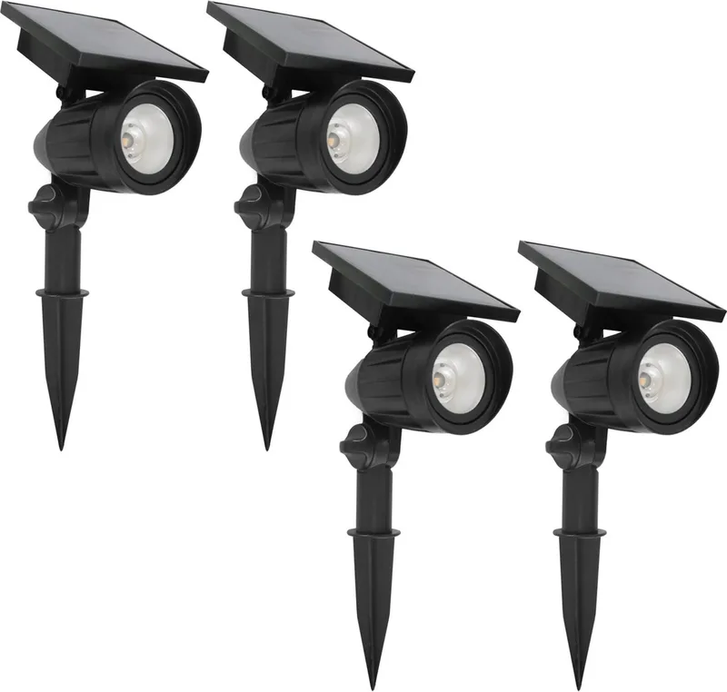 Set 4 Stuks LED Solar Tuinspot van KS Verlichting in Zwart – productfoto