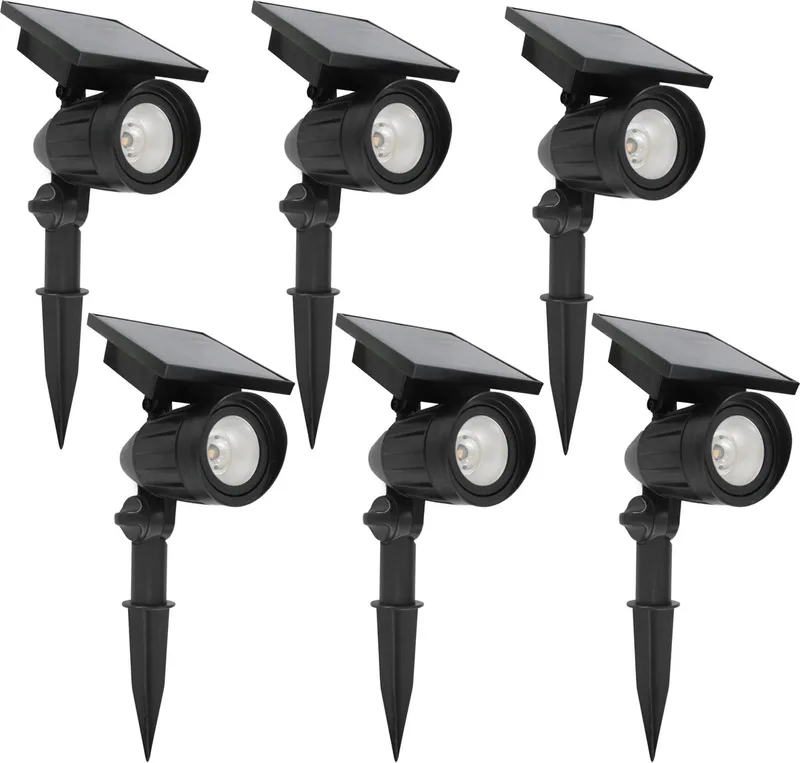 Set 6 Stuks LED Solar Tuinspot fra KS Verlichting i Sort – produktbillede
