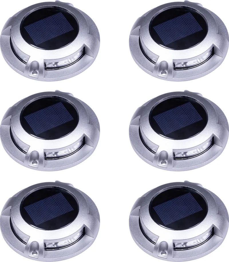 Set 6 Stuks Solar Decklight RVS van KS Verlichting in Zilver – productfoto