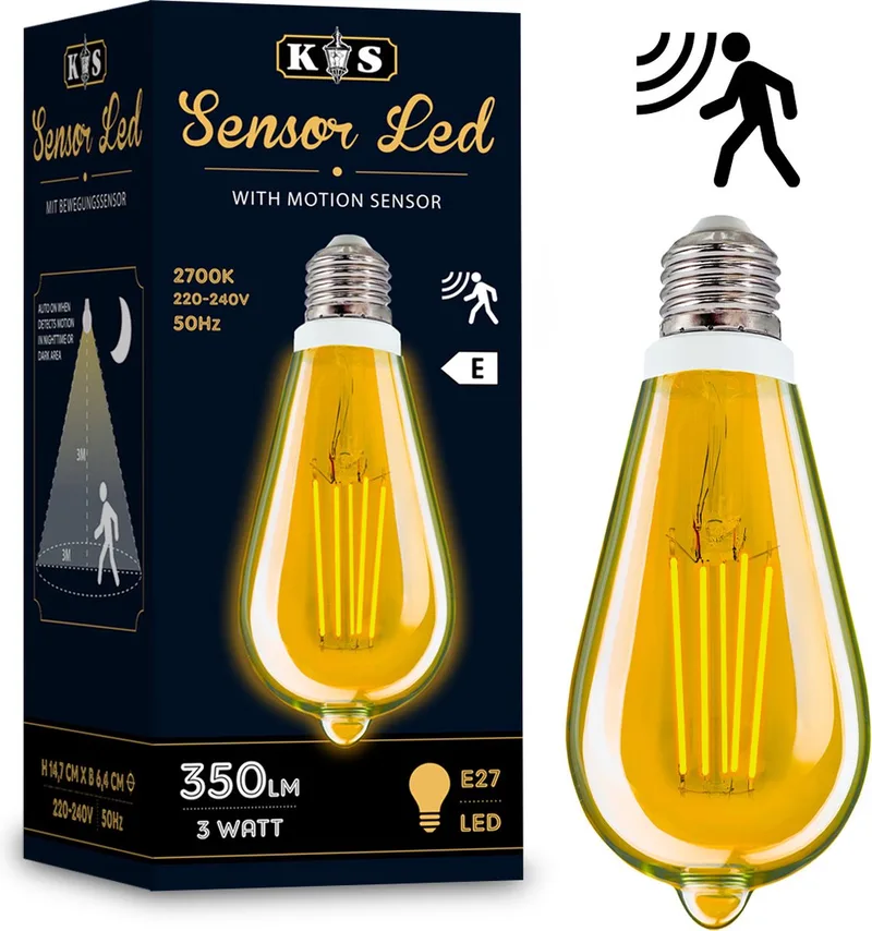 Spiral - Led lamp - E27 - lichtbron - lichtsensor - bewegingssensor - sensor - 2700K de KS Verlichting – photo produit