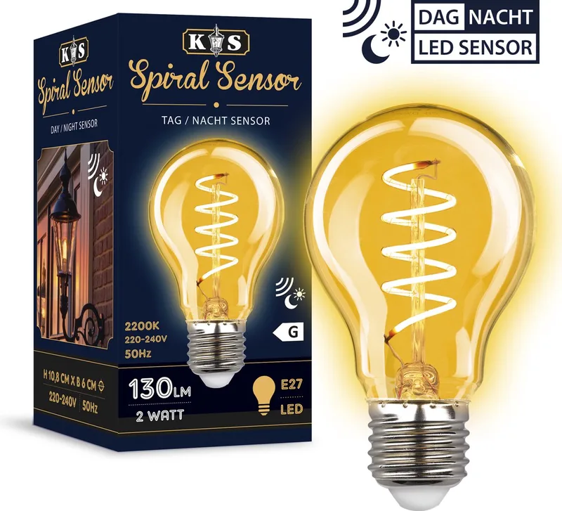 Spiral - Led lamp - E27 - lichtbron - lichtsensor - schemerschakelaar - sensor - 2200K von KS Verlichting – Produktfoto