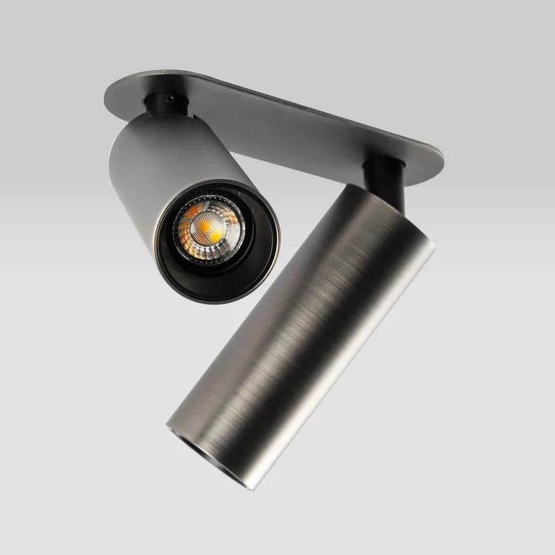 spot - Vigo - 2lichts - plafondlamp - inbouw - dimbaar - GU10 - aluminium de KS Verlichting en Gun Metal – photo produit