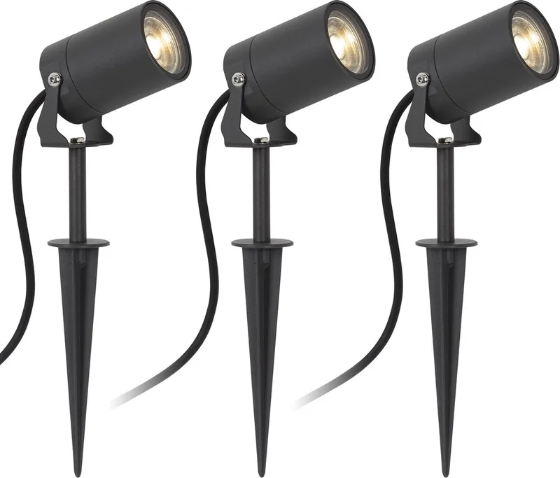 Stark - tuinspot - 3x - Verstelbaar - Modern - Spot fra KS Verlichting i Antracit – produktbillede