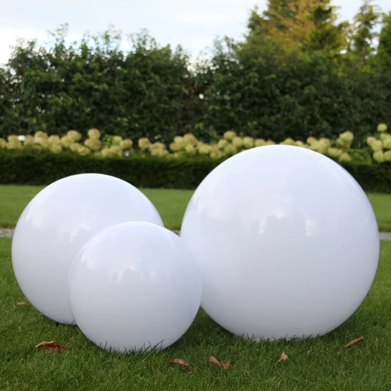 Tuinbol set - Tuinlamp - 30cm - 40cm - 50cm - Kunststof - Spie - Led - Rond - Modern de KS Verlichting en Blanc – photo produit