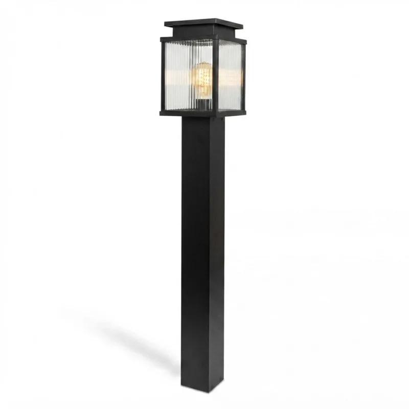 tuinlamp - Leicester 2 - buitenverlichting - aluminium - 100cm - E27 - geribbeld glas von KS Verlichting in Schwarz – Produktfoto