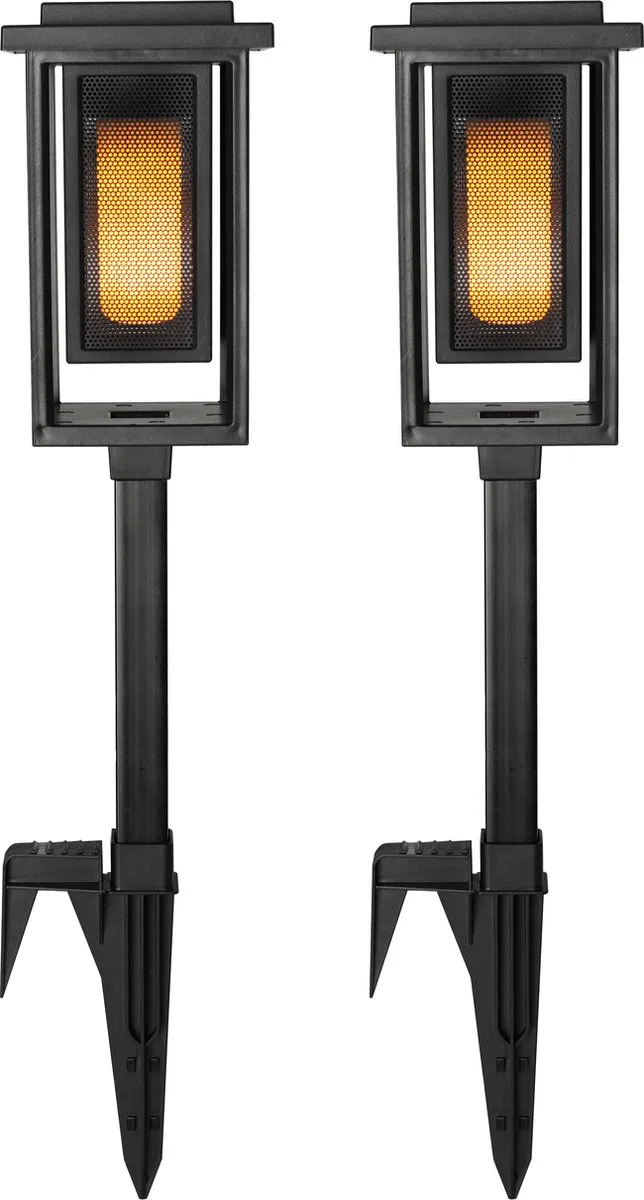 tuinverlichting - Fakkel - solar - set van 2 - tuinlampen - prikspot - solar tuinverlichting - modern - zonneenergie buitenverlichting de KS Verlichting en Noir – photo produit