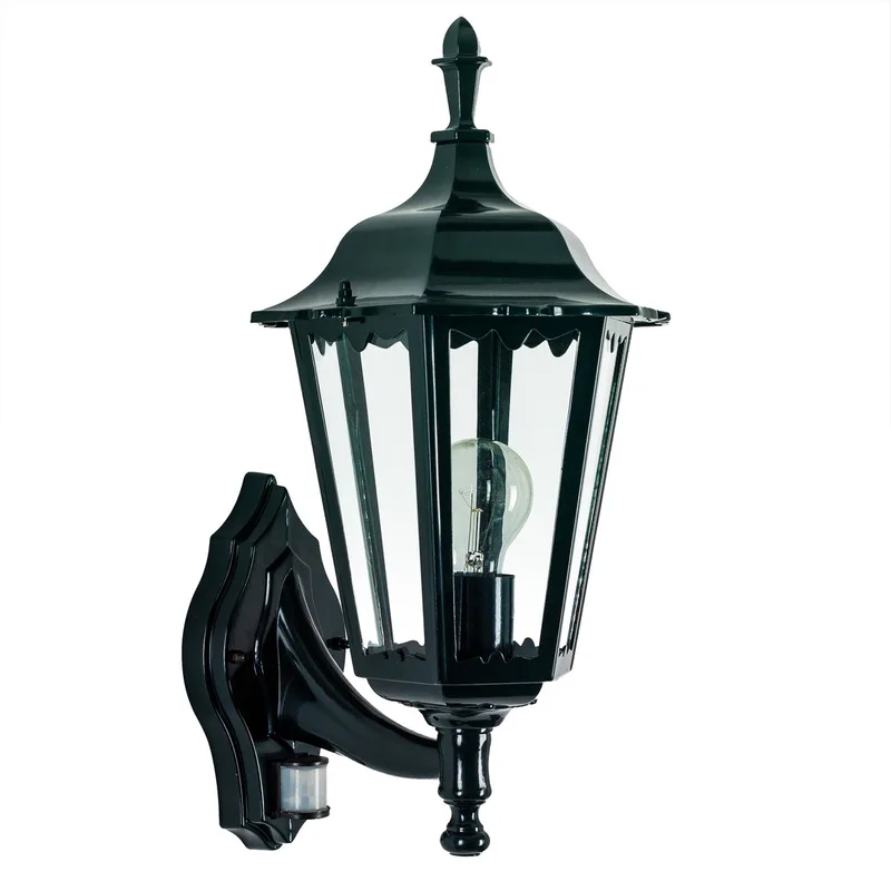 wandlamp - Ancona - Staand - Bewegingssensor - Buitenlamp - Vierkant - E27 -Glas - Klassiek - Aluminium de KS Verlichting en Vert – photo produit