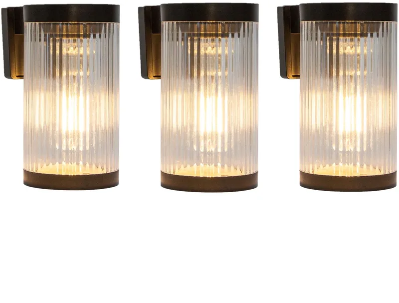Wandlamp - Aurelia - solar - set van 3 - LED - vierkant - solar tuinverlichting - modern - zonneenergie buitenverlichting von KS Verlichting in Schwarz – Produktfoto