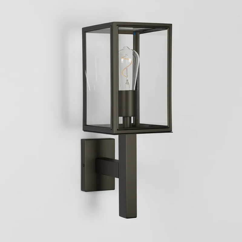 wandlamp - Bilthoven - vierkant - E27 - modern - muurlamp - buitenlamp - aluminium - glas van KS Verlichting in Zwart – productfoto