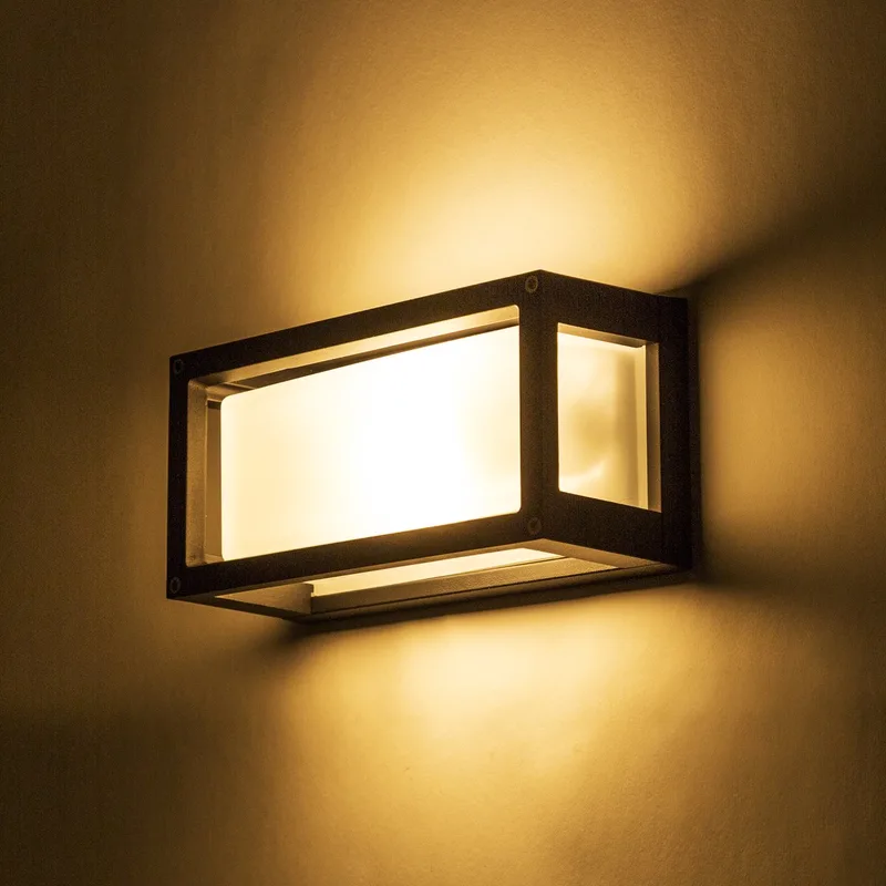 wandlamp - Brick - E27 - vierkant - buitenlamp - modern - strak - aluminium - melkglas de KS Verlichting en Noir – photo produit