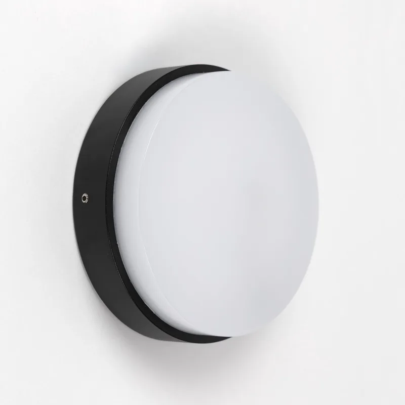 wandlamp - Cedric - melkglas - LED - 3000K - IP65 - aluminium - rond von KS Verlichting in Schwarz – Produktfoto