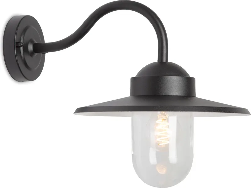 wandlamp - Dolce retro - Buitenlamp - E27 - Industrieel - Glas - Aluminium - Zwart fra KS Verlichting i Mat Zwart – produktbillede